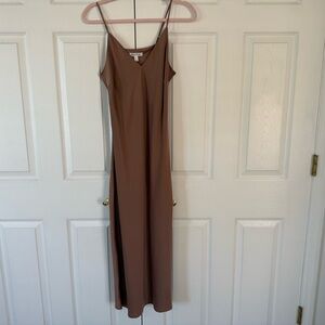 Prologue Brown Spaghetti Strap Slip Midi Dress